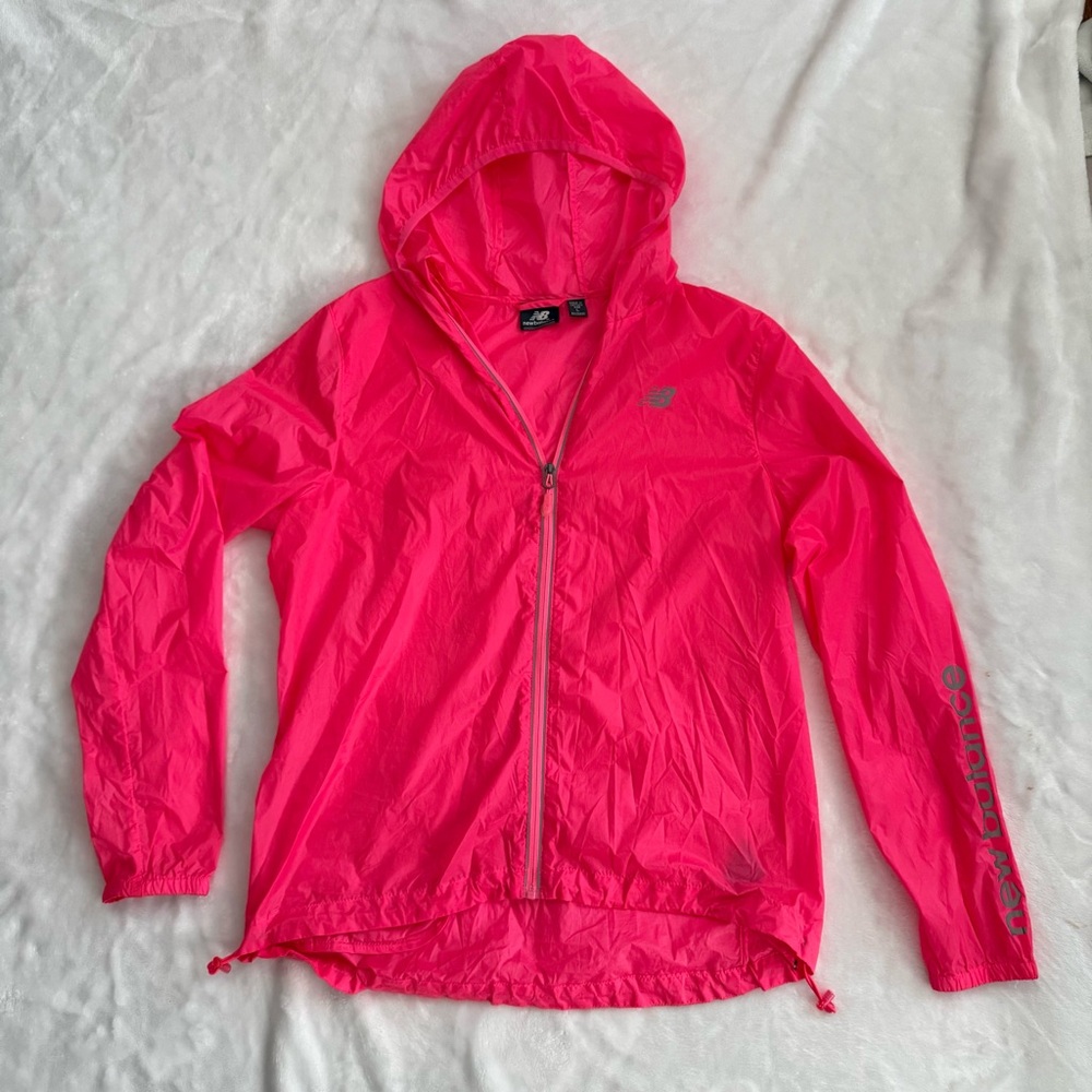 New Balance Bright Pink Hooded Windbreaker